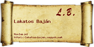Lakatos Baján névjegykártya